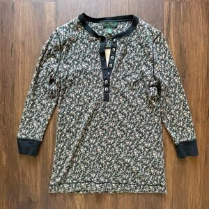 Ralph Lauren LRL Ditsy Floral Henley Top Women’s Small Cottagecore Cotton Shirt